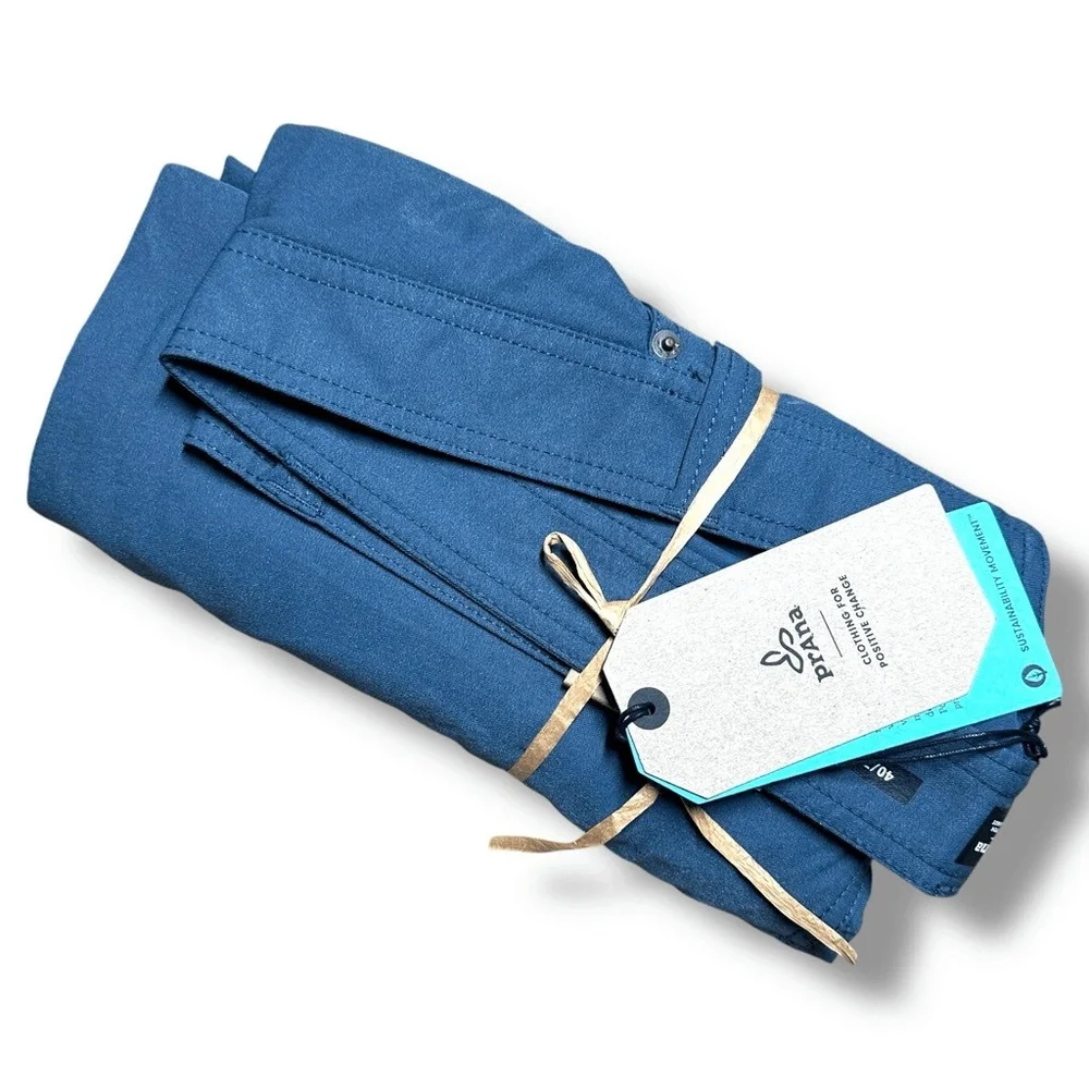 NWT - prAna Brion Pants II Mens Size 42x28 Grey‎ Blue Trousers